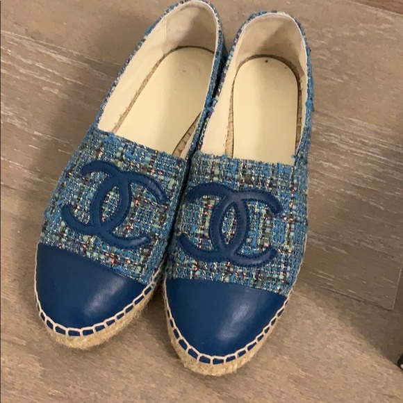 CHANEL Shoes - 100% authentic Chanel espadrilles in blue tweed!